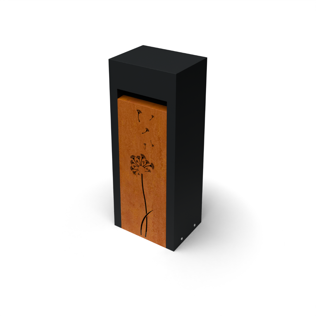 Geroba Libus Combo zwart/ Corten L30 x B40 x H100 cm met BlowBall motief - 