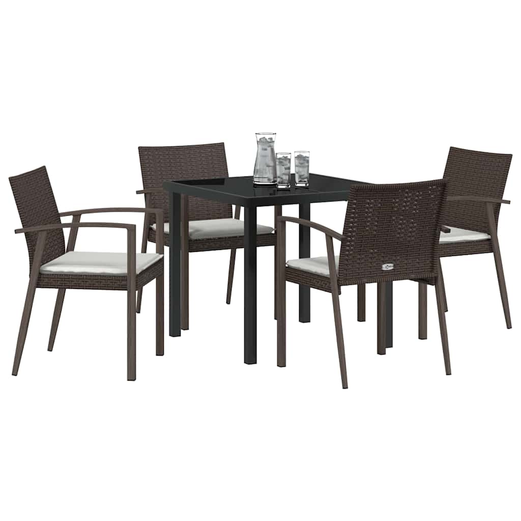 vidaXL Tuin Eetset 5 pcs Bruin Poly riet
