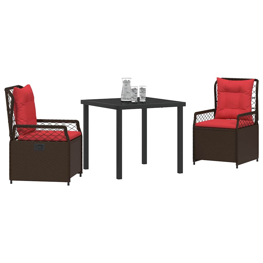 vidaXL Tuin Eetset 3 pcs Bruin poly rattan