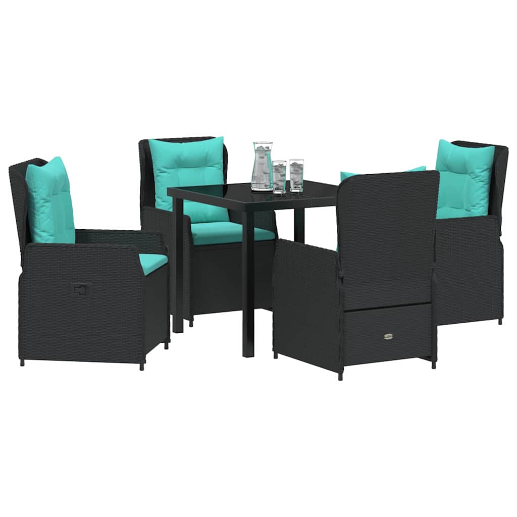 vidaXL Tuin Eetset 5 pcs Zwart Poly riet