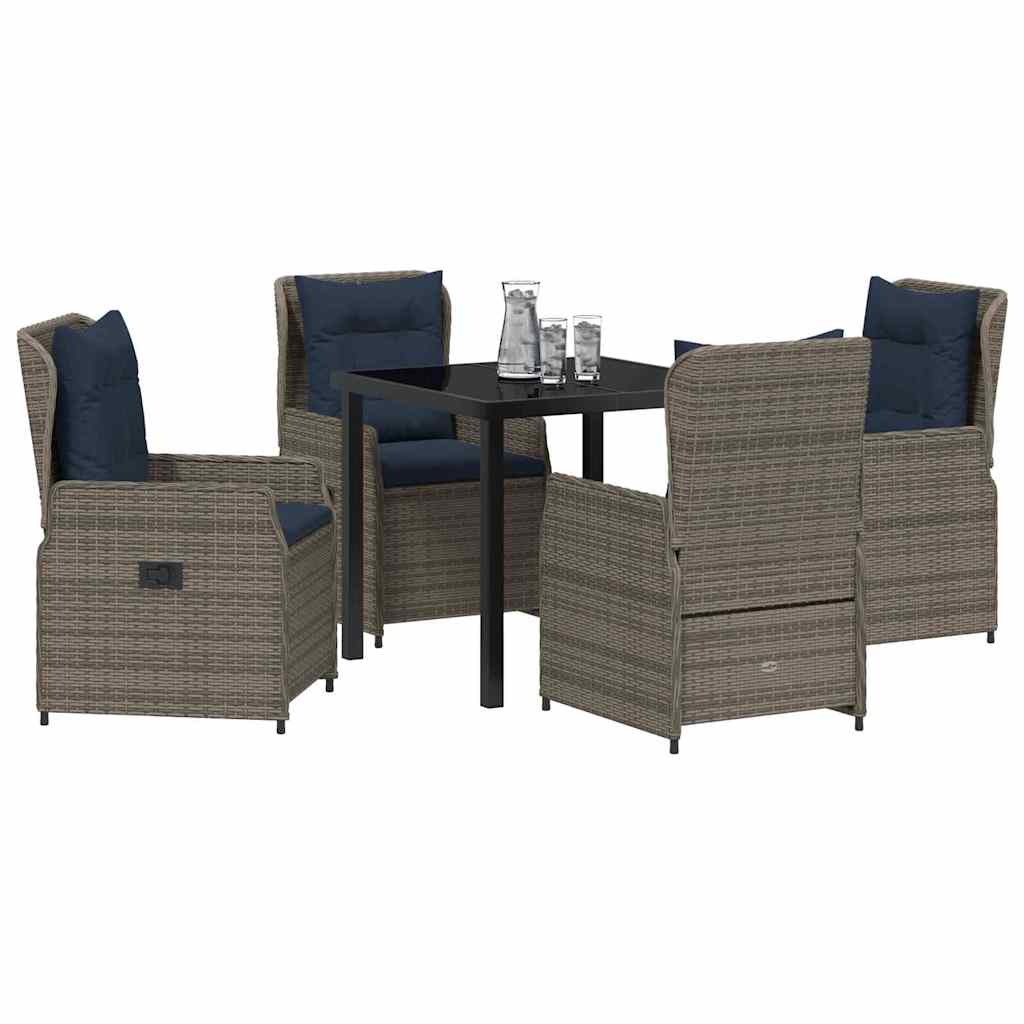 vidaXL Tuin Eetset 5 pcs Grijs Poly riet