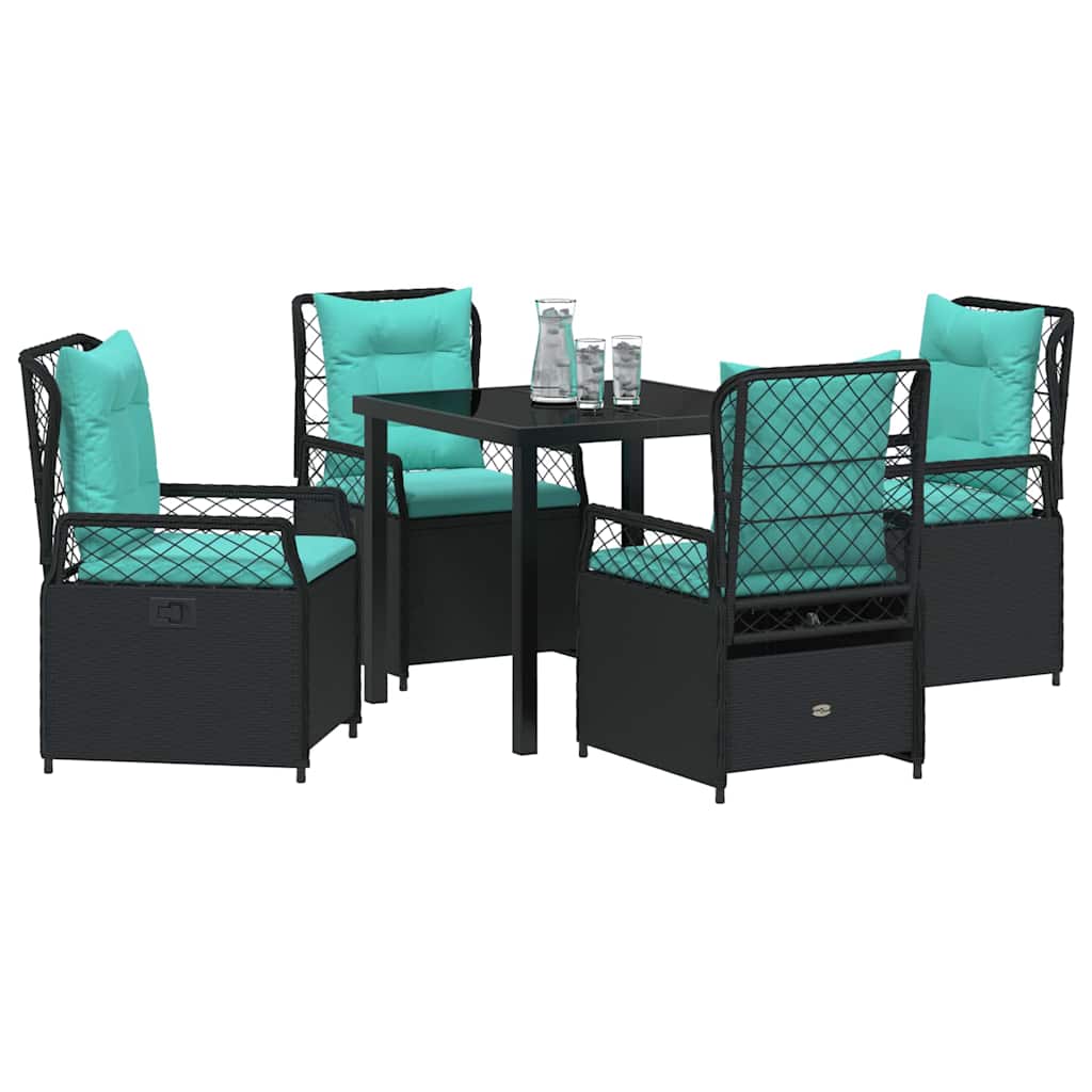 vidaXL Tuin Eetset 5 pcs Zwart poly rattan