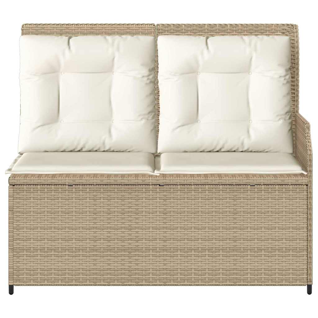 vidaXL Tuinbank met kussen Beige Poly riet