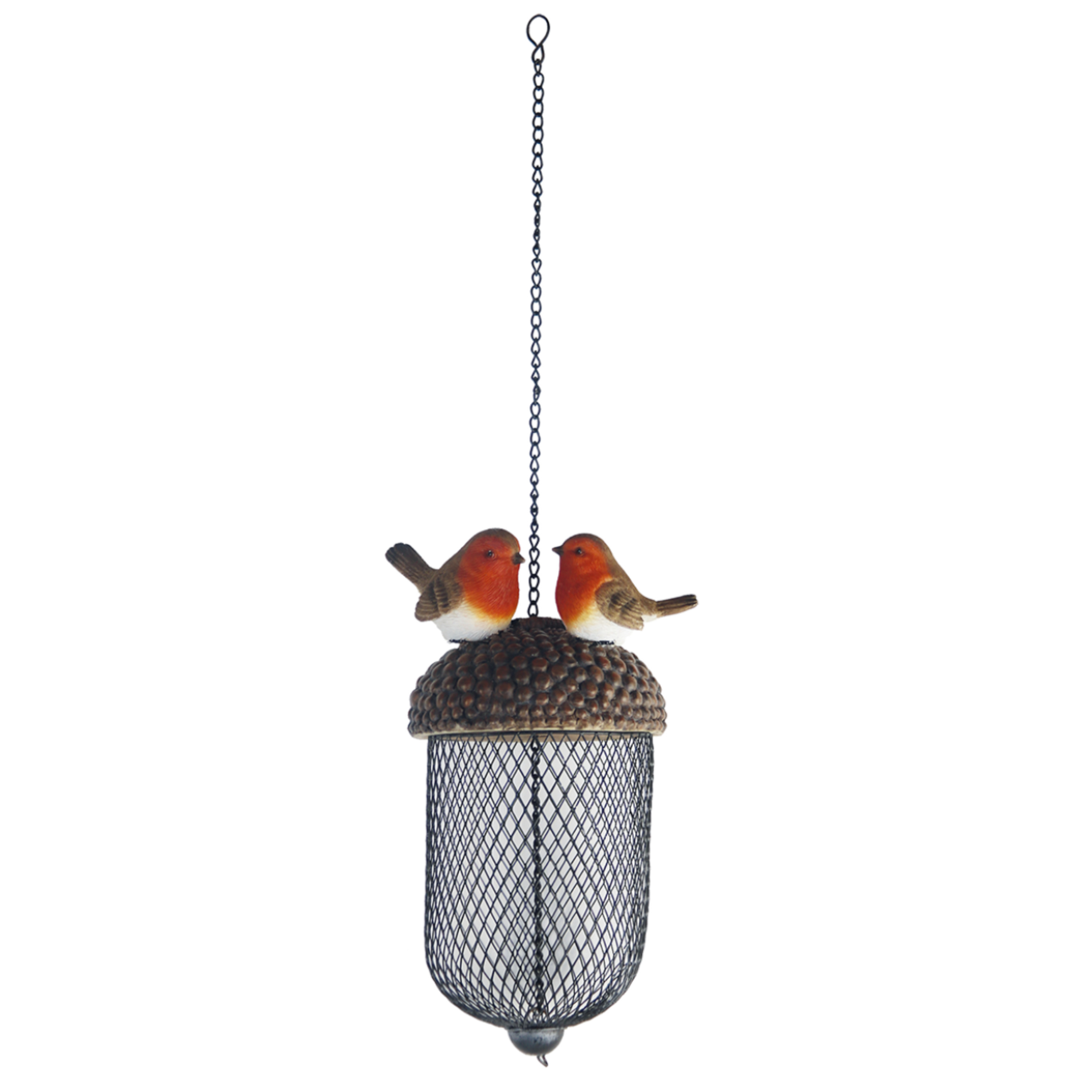 Esschert Design Voederhanger Roodborst - polystone - eikel vorm - vogelvoederhuisje -