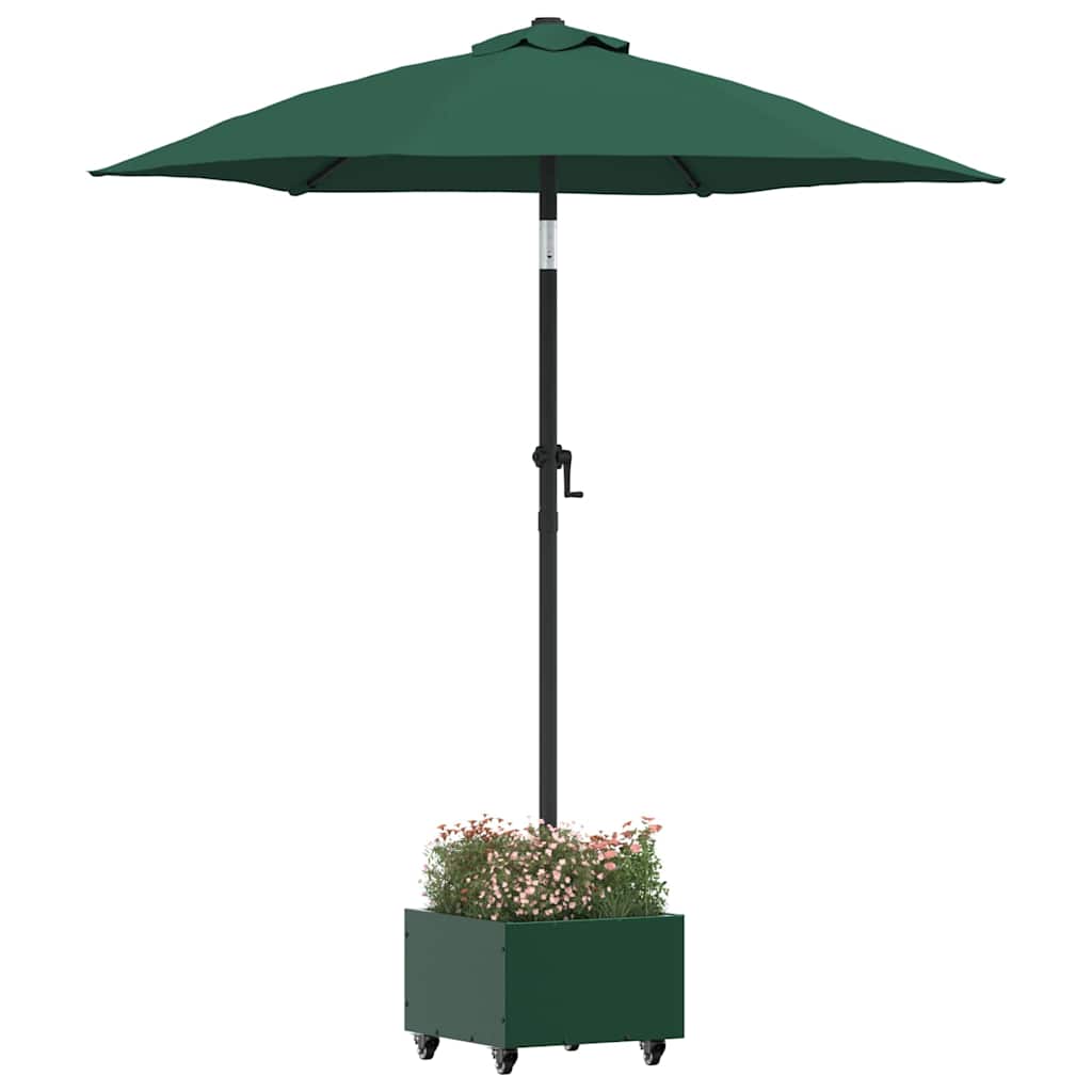 vidaXL Parasolbasis met plantenbak Groen 45 x 45 x 45 cm Staal