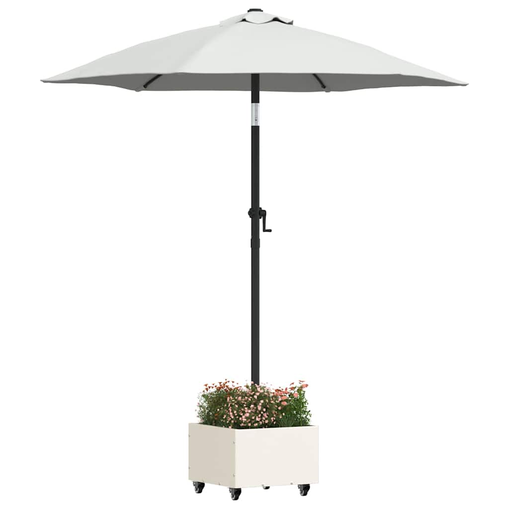 vidaXL Parasolbasis met plantenbak Wit 45 x 45 x 45 cm Staal