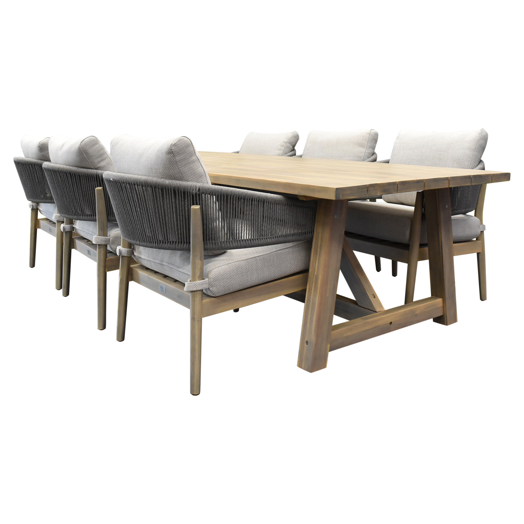 AVH-Collectie Cocoon Ravello low dining tuinset 280x100xH69 cm 7 delig acacia