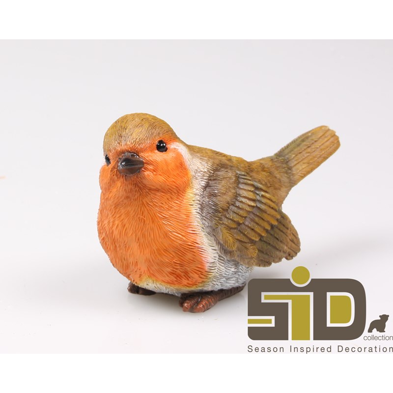 Season Inspired Decoration Beeld Vogel roodborstje M 13,5x6,5x8cm