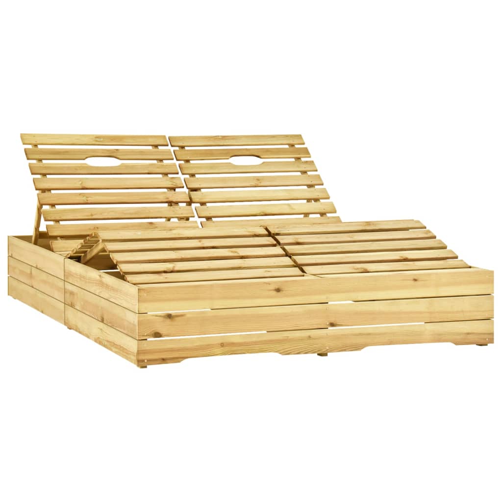 vidaXL Ligbed tweepersoons met heldergroene kussens geïmpregneerd hout