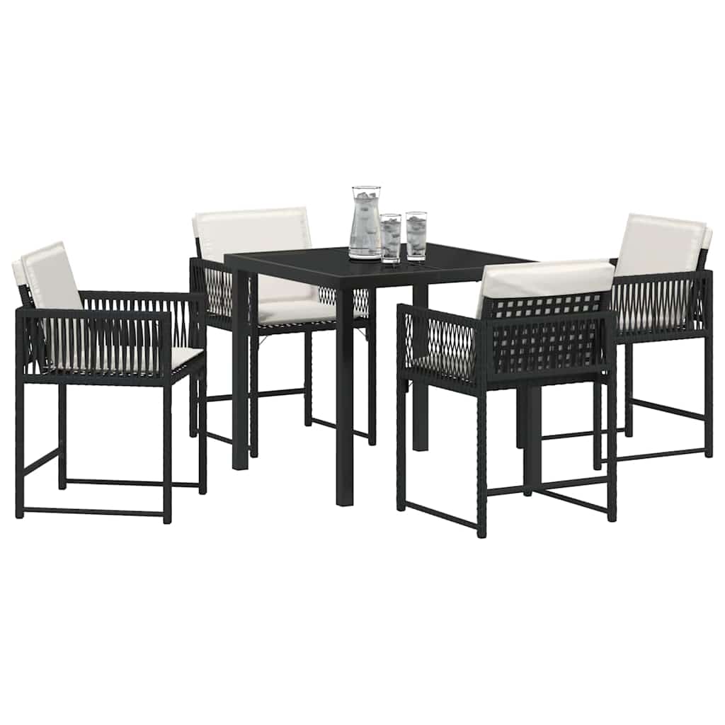 vidaXL Tuin Eetset 5 pcs Zwart poly rattan