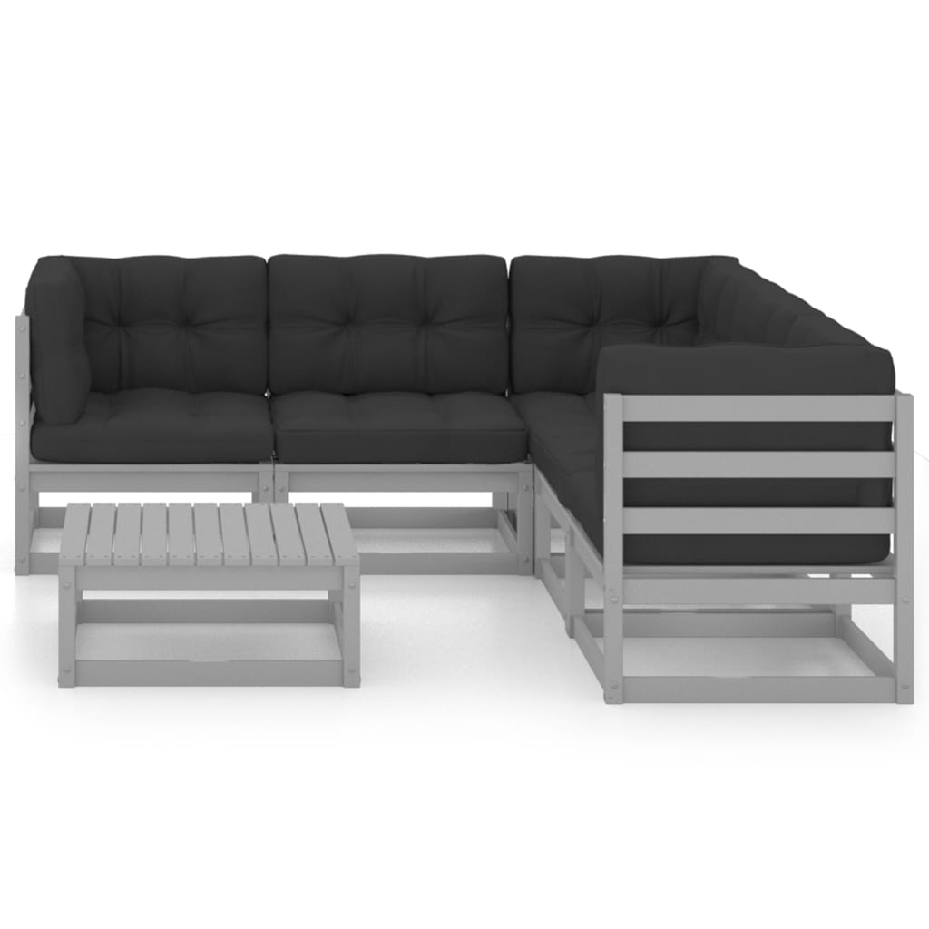 vidaXL 6-delige Loungeset met kussens massief grenenhout