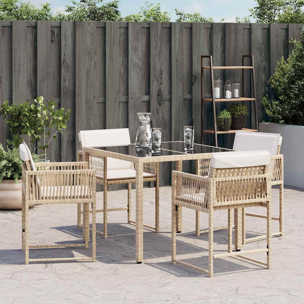 vidaXL Tuinstoelen 4 st met kussens poly rattan beige