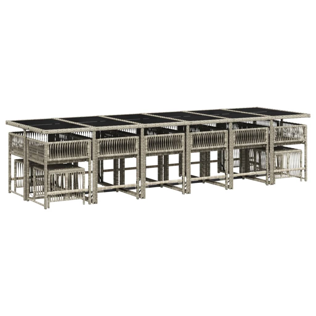 vidaXL 17-delige Tuinset met kussens poly rattan lichtgrijs