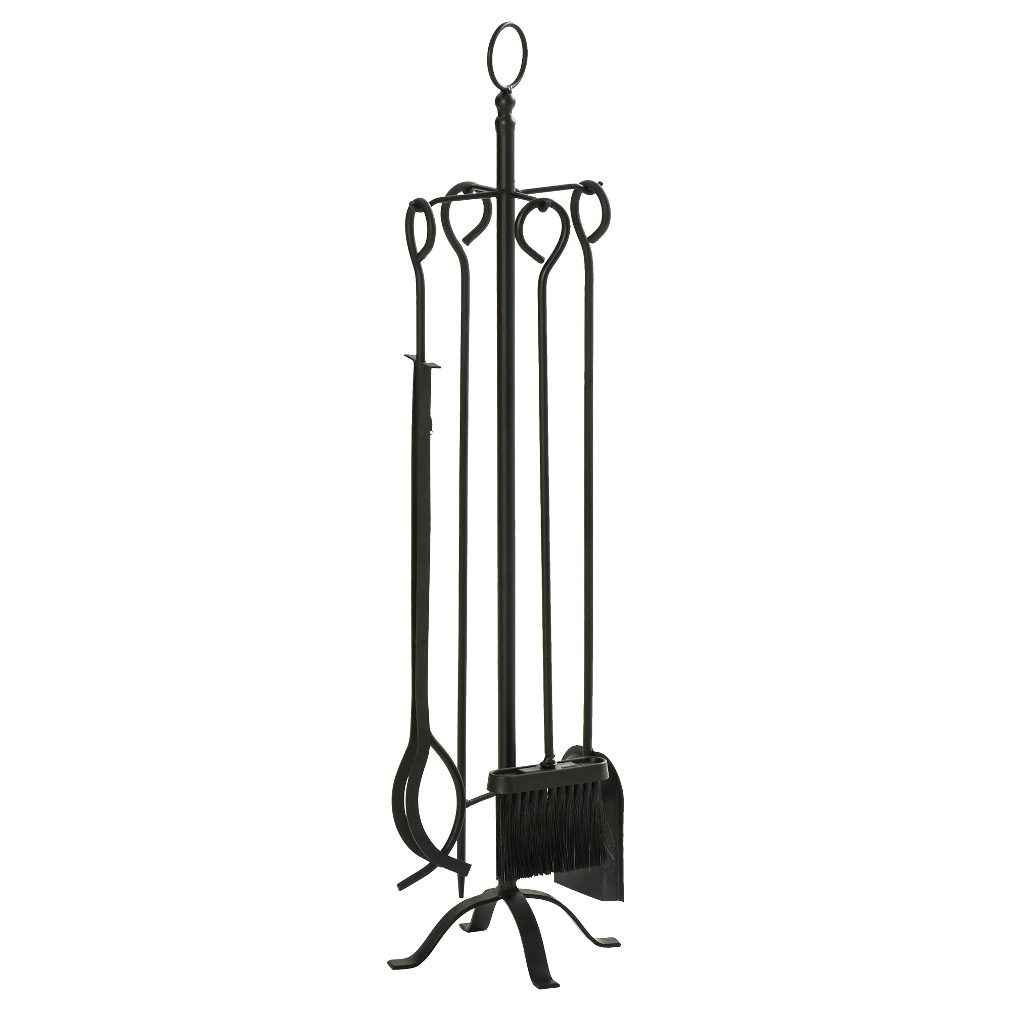 Outsunny 5-delige haardset, duurzaam smeedijzer, compleet haardgereedschap, elegant design, perfect voor binnen, zwart | Aosom.nl