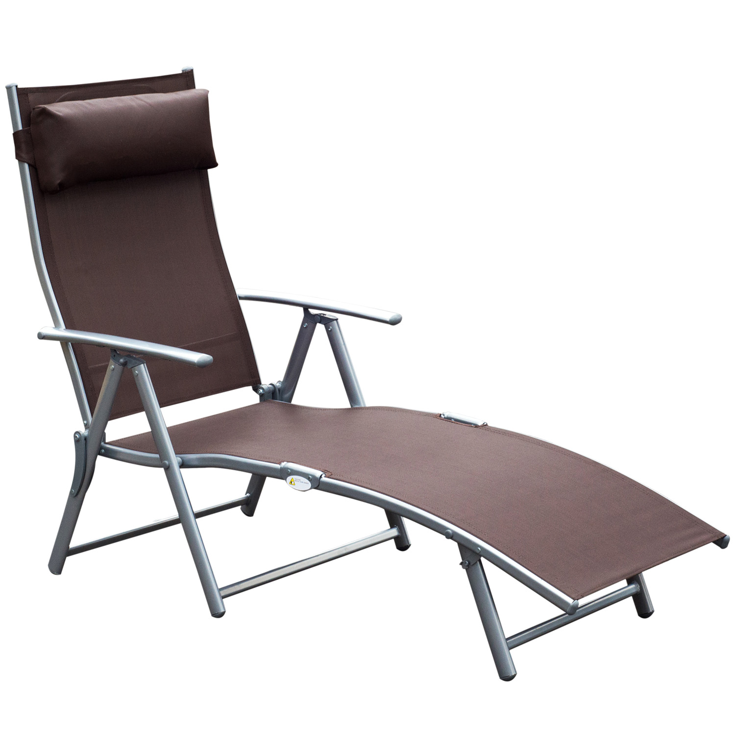 Outsunny ligbank, inklapbaar strandbed voor buiten, comfortabel met kussen, weerbestendig, 137 x 63,5 x 100,5 cm, bruin | Aosom.nl