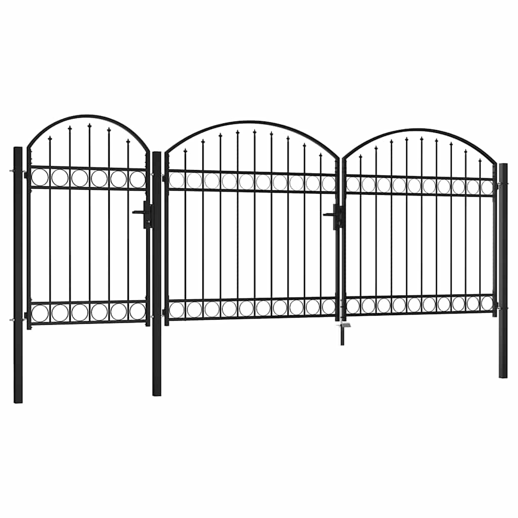 vidaXL Tuinpoort Zwart 175 x 400 cm