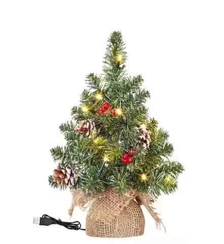 Black Box Trees Kunstkerstboom Creston 30 cm Hoog Groen 10 lampjes USB 