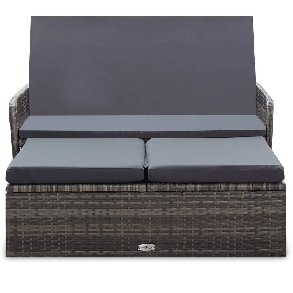 vidaXL 2-delige Loungeset met kussens poly rattan grijs