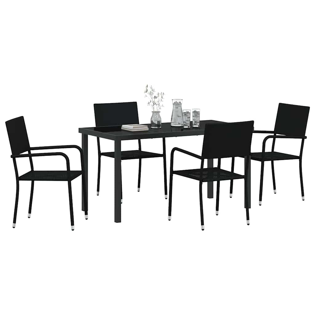 vidaXL Tuin Eetset 5 pcs Zwart Poly riet