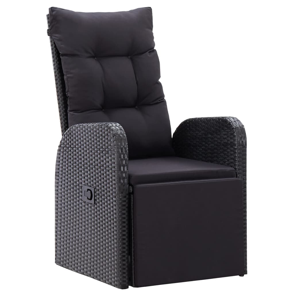 vidaXL 7-delige Tuinset met kussens poly rattan zwart