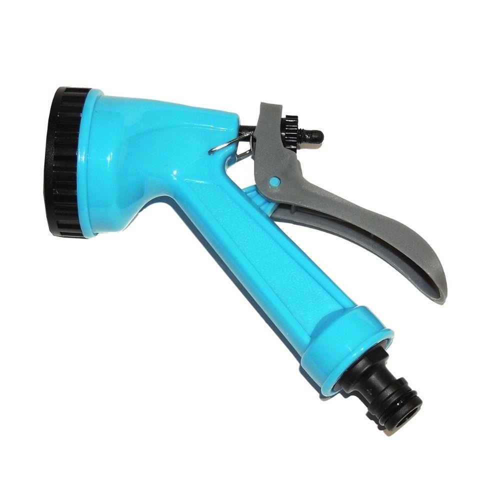Pro Garden Tuinslang water geven sproeikop - zwart/blauw - 5 functies - kunststof -