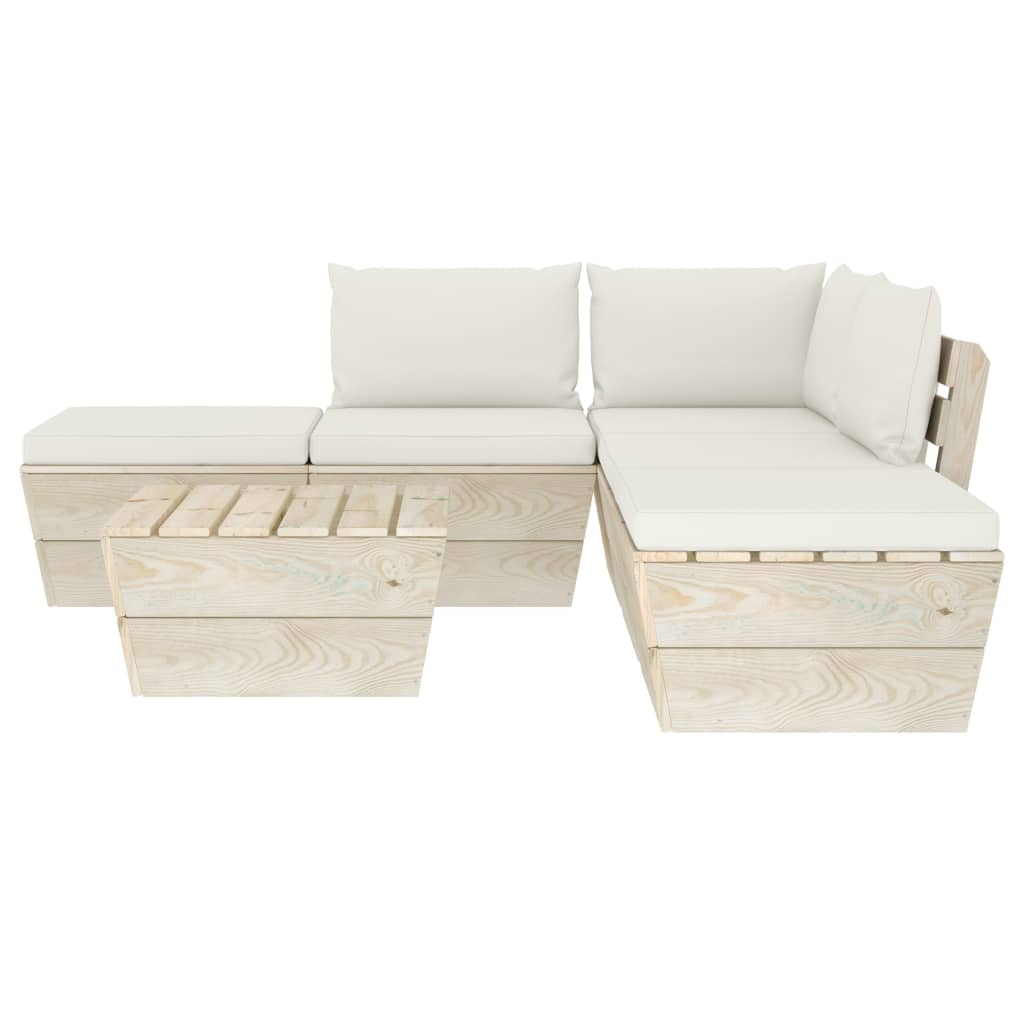 vidaXL 6-delige Loungeset met kussens pallet vurenhout