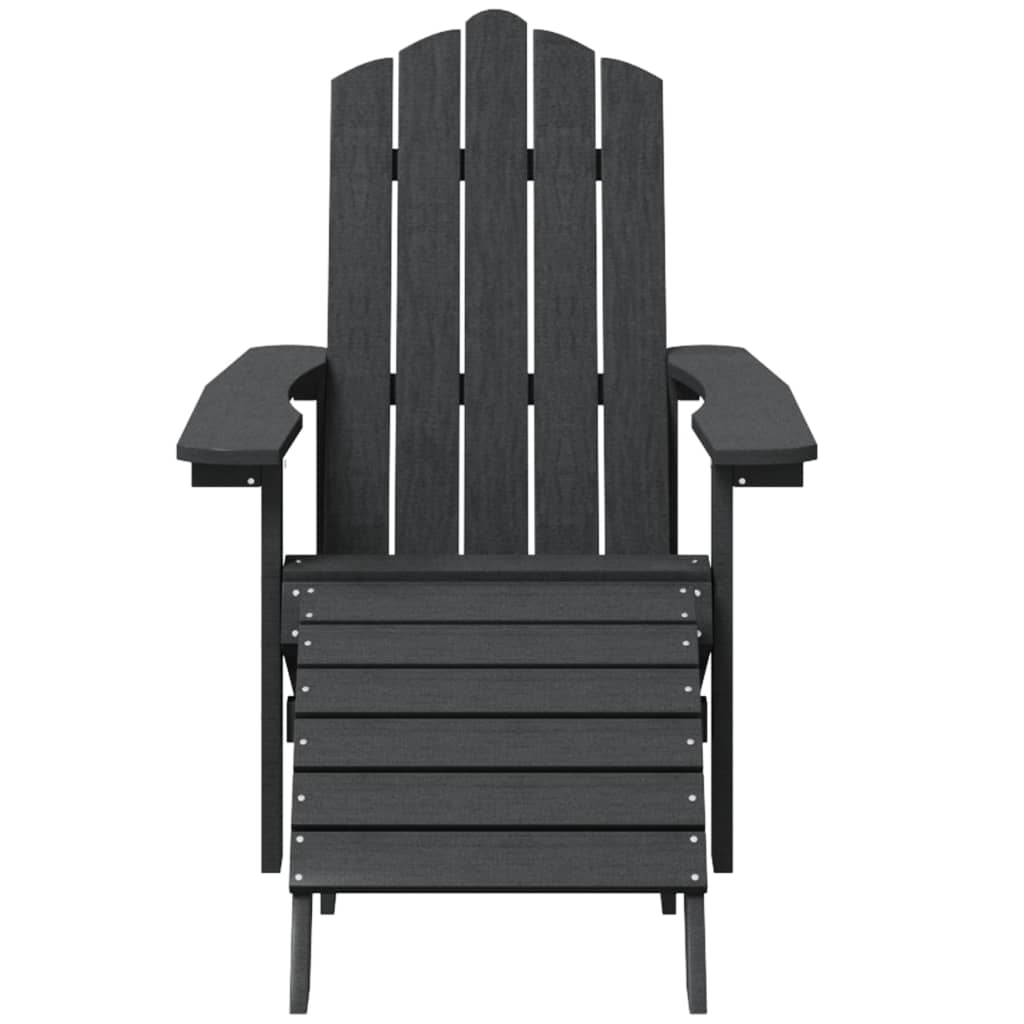 vidaXL Tuinstoel Adirondack met voetenbank HDPE antracietkleurig