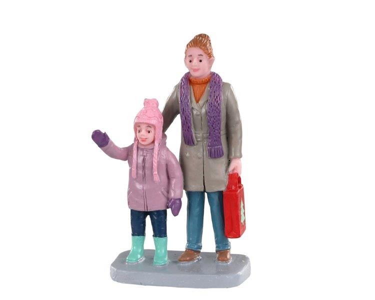 Lemax Christmas market shoppers - 