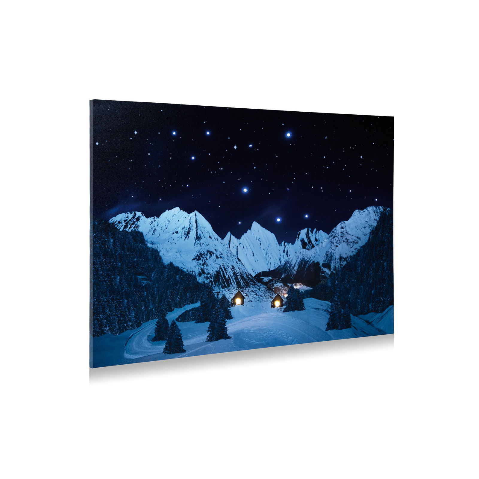 My village Achtergrond canvas berglandschap nacht 76x56 cm - 
