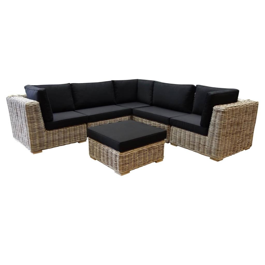 AVH-Collectie Nissah modulair hoek loungeset 6-delig naturel rotan