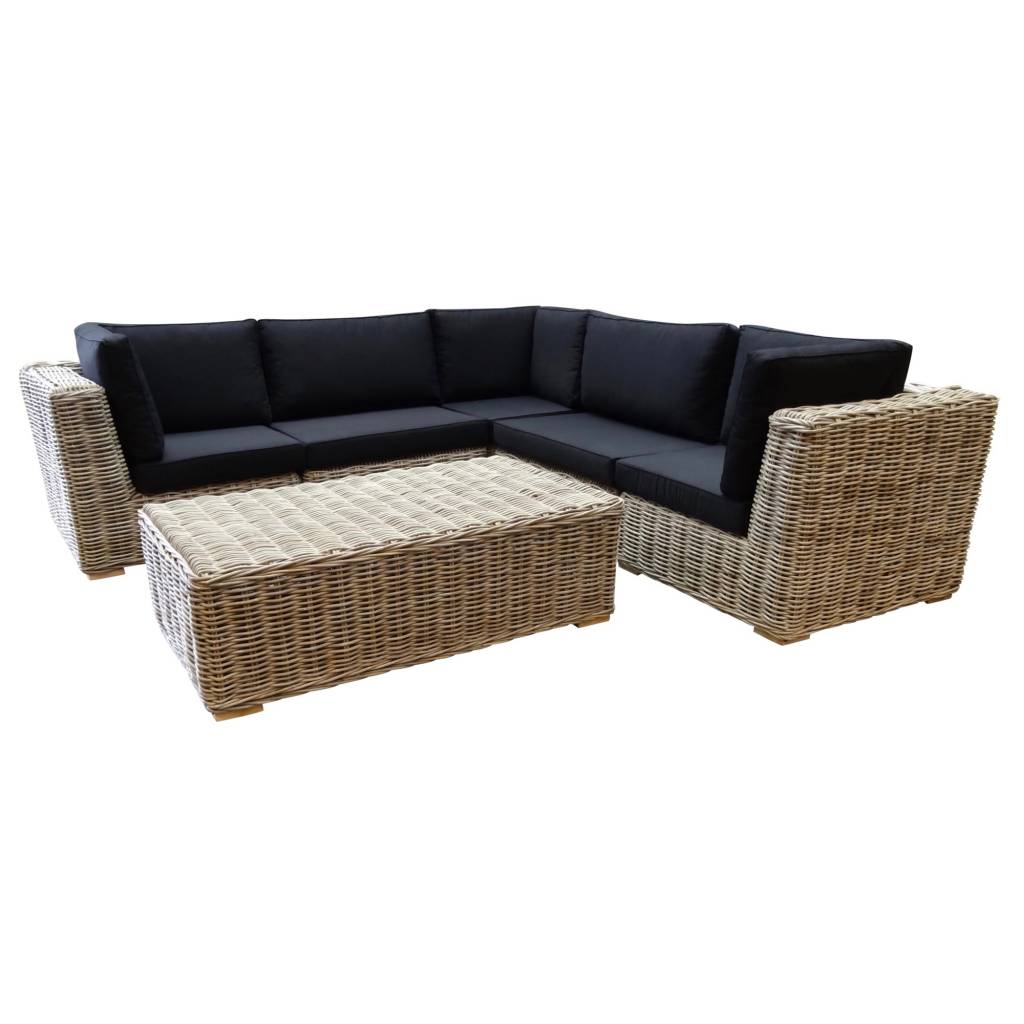 AVH-Collectie Nissah modulair hoek loungeset 6-delig naturel rotan