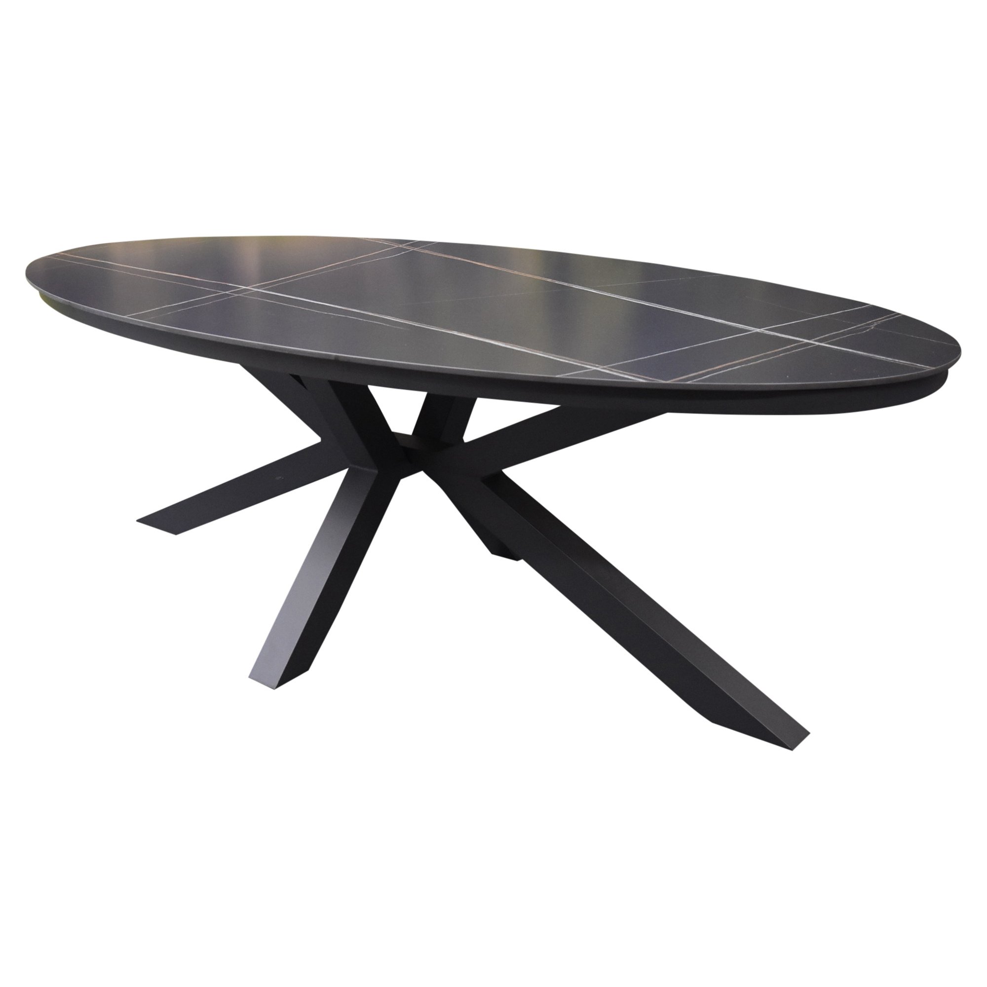AVH-Collectie Talitha dining tuintafel 220x114xH75 cm ovaal antraciet sintered stone blad