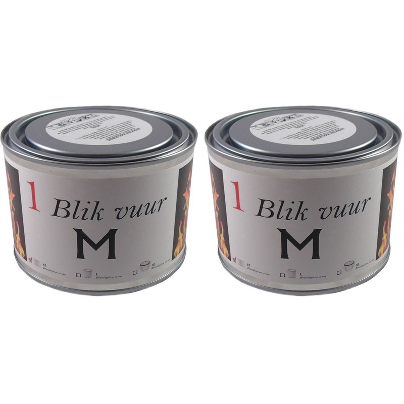 Merkloos Blik vuur tuinfakkel - 2x - 11 x 7 cm - 4 branduren - verlichting in blik - tuinkaars -