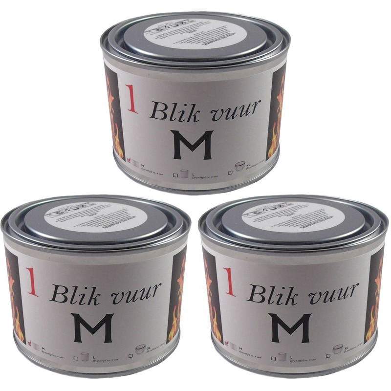 Merkloos Blik vuur tuinfakkel - 3x - 11 x 7 cm - 4 branduren - verlichting in blik - tuinkaars -