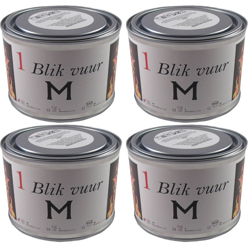 Merkloos Blik vuur tuinfakkel - 4x - 11 x 7 cm - 4 branduren - verlichting in blik - tuinkaars -