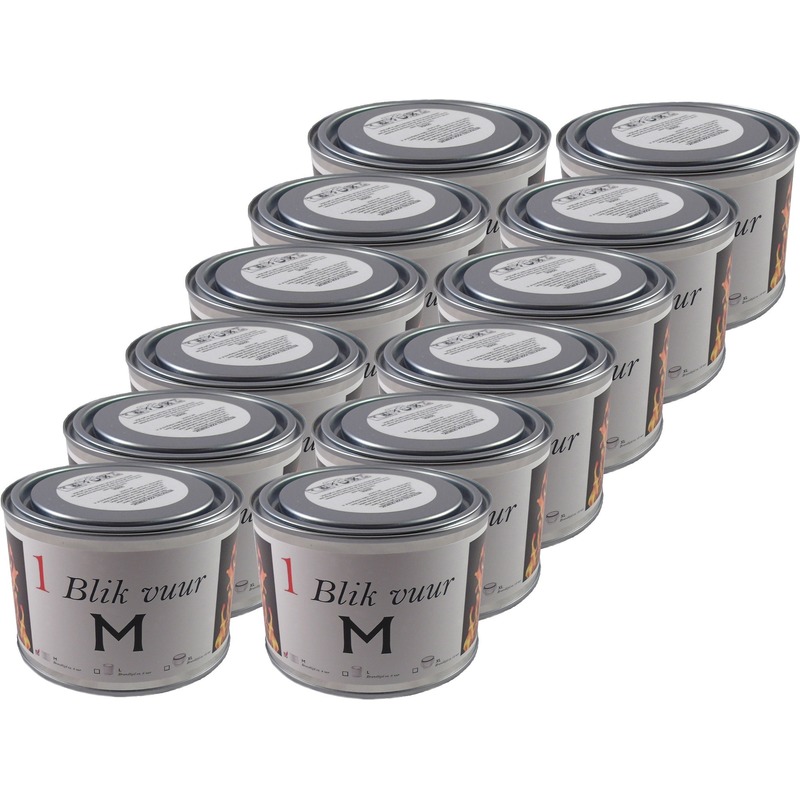 Merkloos Blik vuur tuinfakkel - 12x - 11 x 7 cm - 4 branduren - verlichting in blik - tuinkaars -