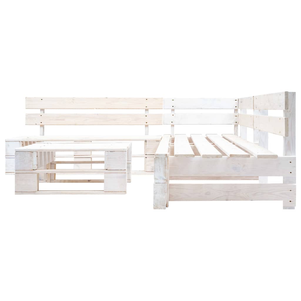 vidaXL 4-delige Loungeset pallet hout wit