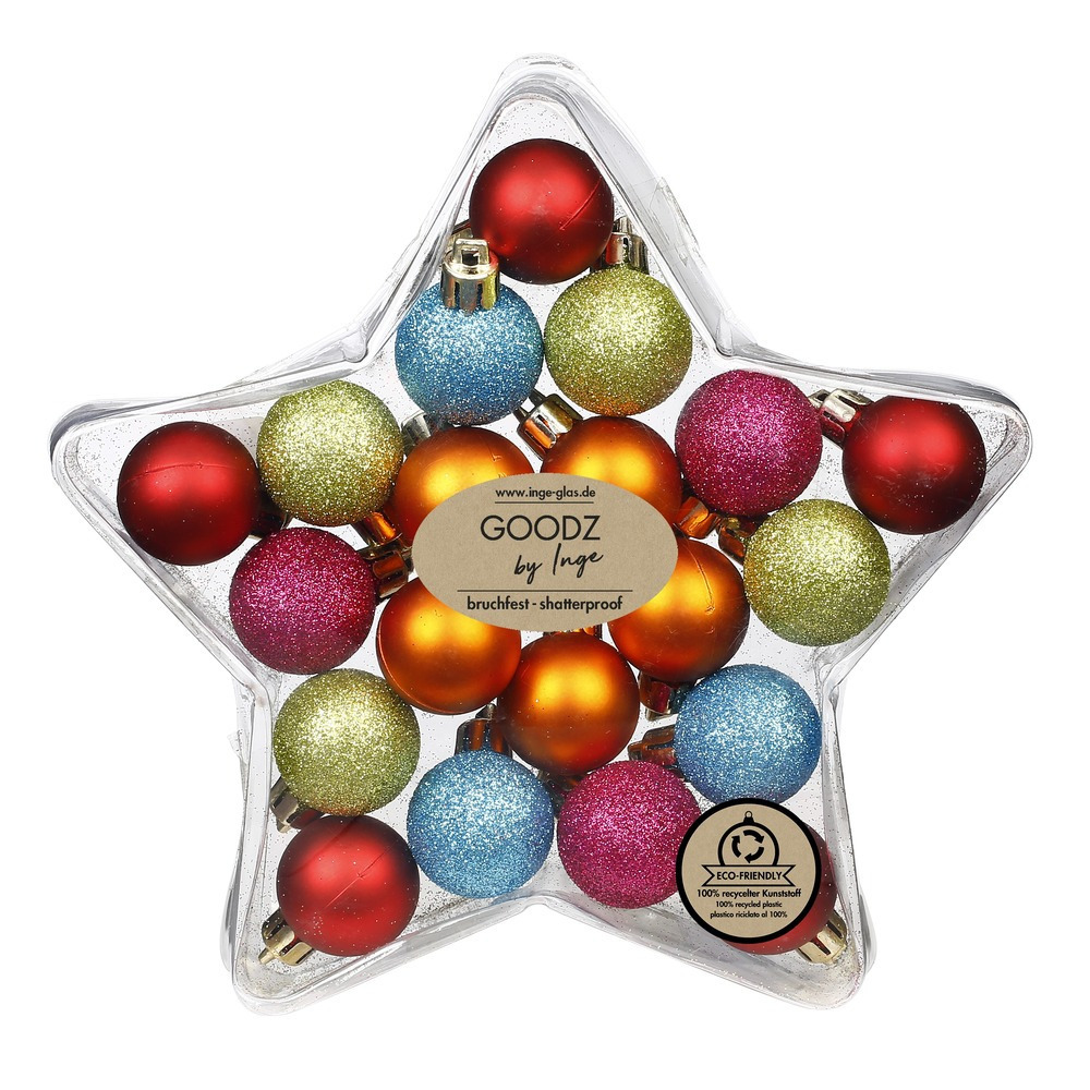 Inge-glas Inge Christmas Goods Kerstballen gekleurd - 12x - kunststof - 3cm -