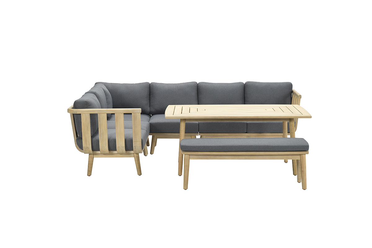 Garden impressions King L/D set 6-dlg acacia white wash/ antraciet - 