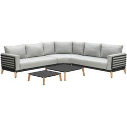Garden impressions Carmen loungeset 5-dlg c. black/ grijs/ teak look - 