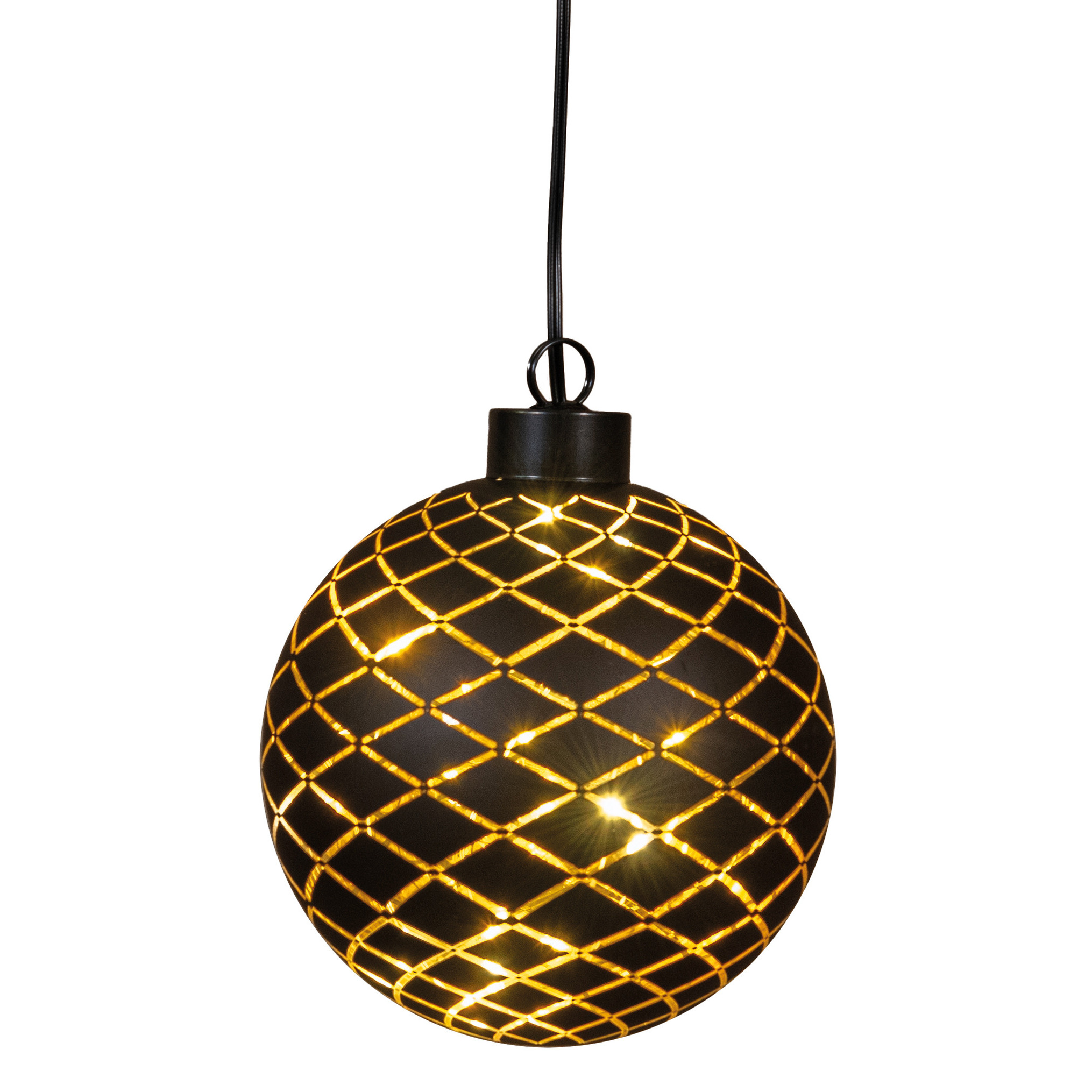 Anna's Collection Kerst hanger kerstbal - 10 cm - 8 LED - warm-wit -