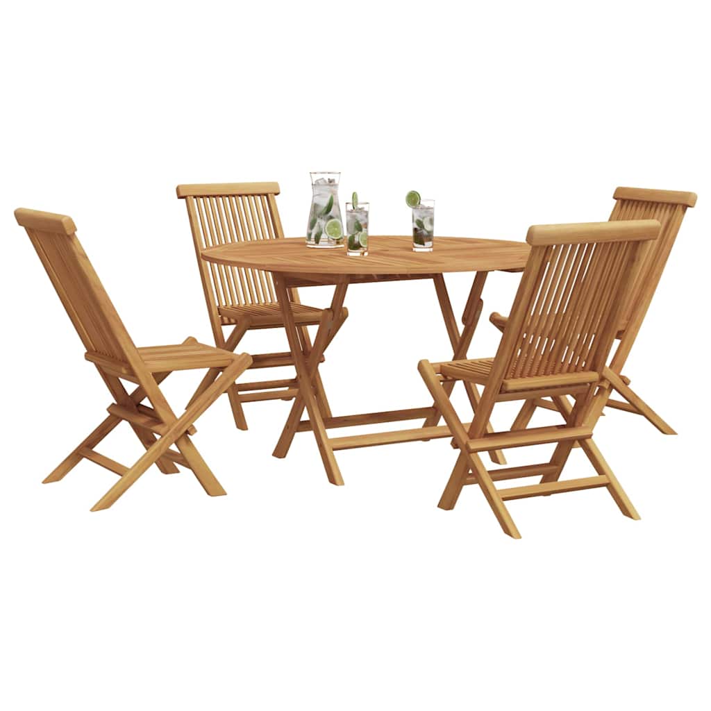 vidaXL Tuin Eetset 5 pcs Bruin Massief teakhout