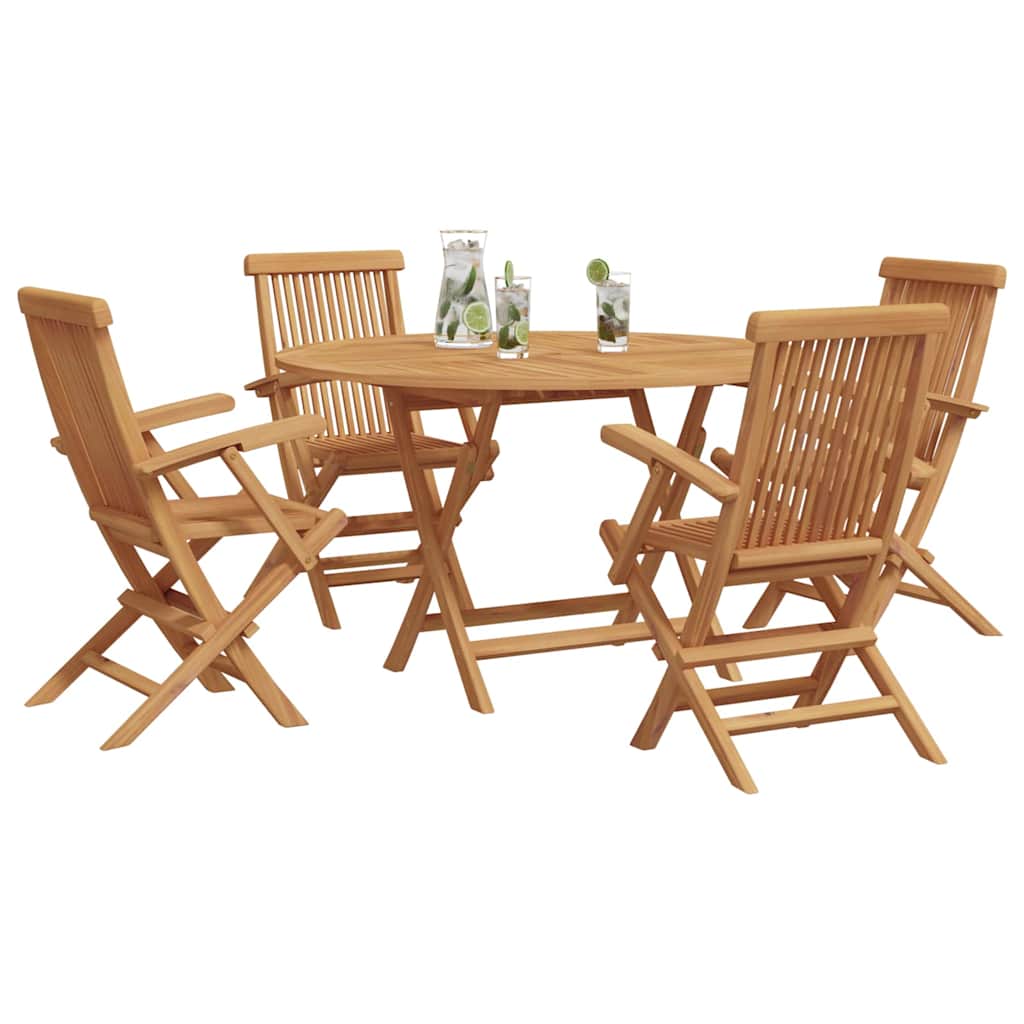 vidaXL Tuin Eetset 5 pcs Bruin Massief teakhout