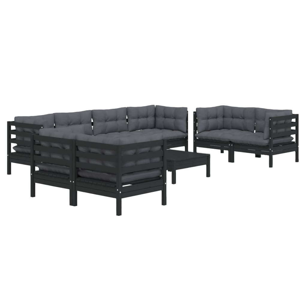 vidaXL 9-delige Loungeset met kussens massief grenenhout
