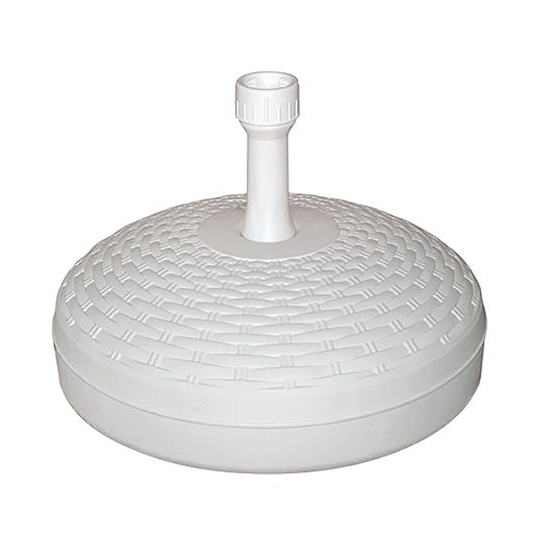 Merkloos Ronde parasolvoet - 3x - wit - rotan kunststof - D45 cm - vullen met zand/water -