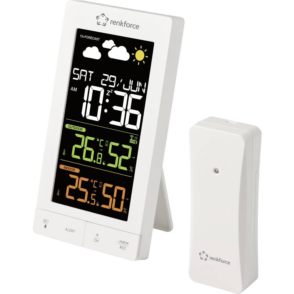 Renkforce SY-6701490 Draadloos weerstation Verwachting voor 12 tot 24 uur Aantal sensoren max. 3