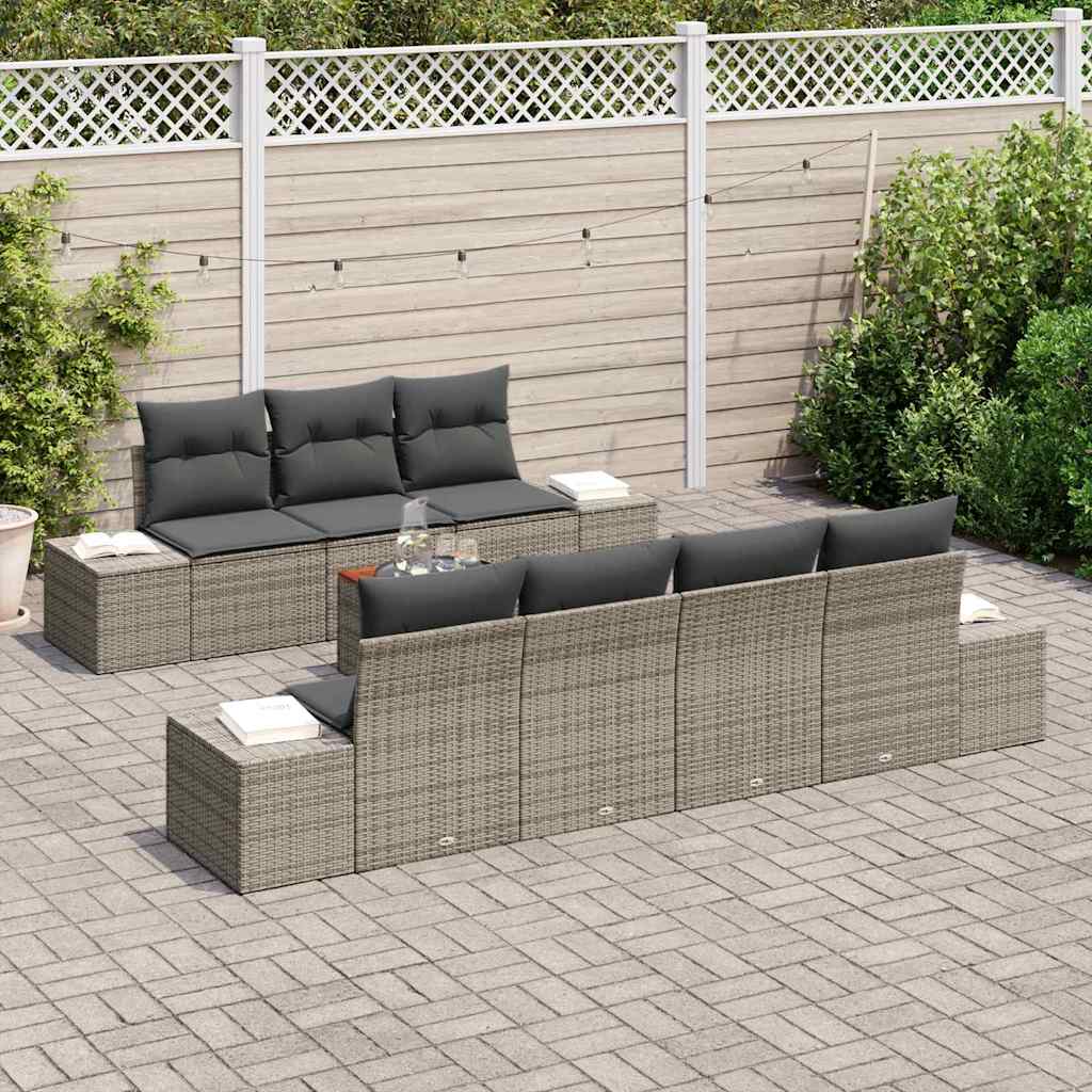 vidaXL Tuin Sofa Set 8 pcs Grijs