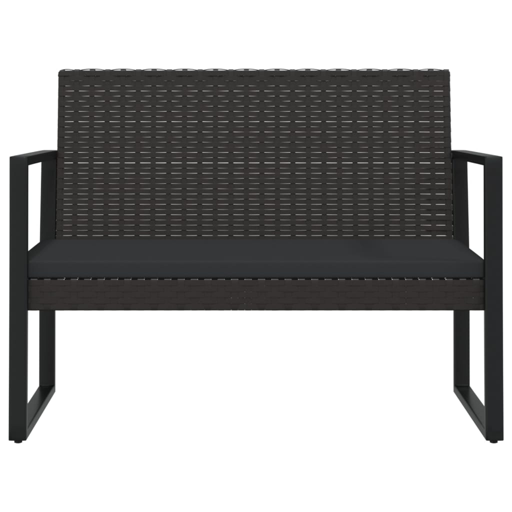vidaXL Tuinbank met kussens 106 cm poly rattan zwart