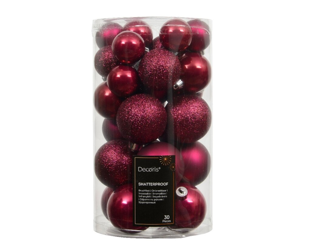 30 onbreekbare kerstballen mixkoker festive pink