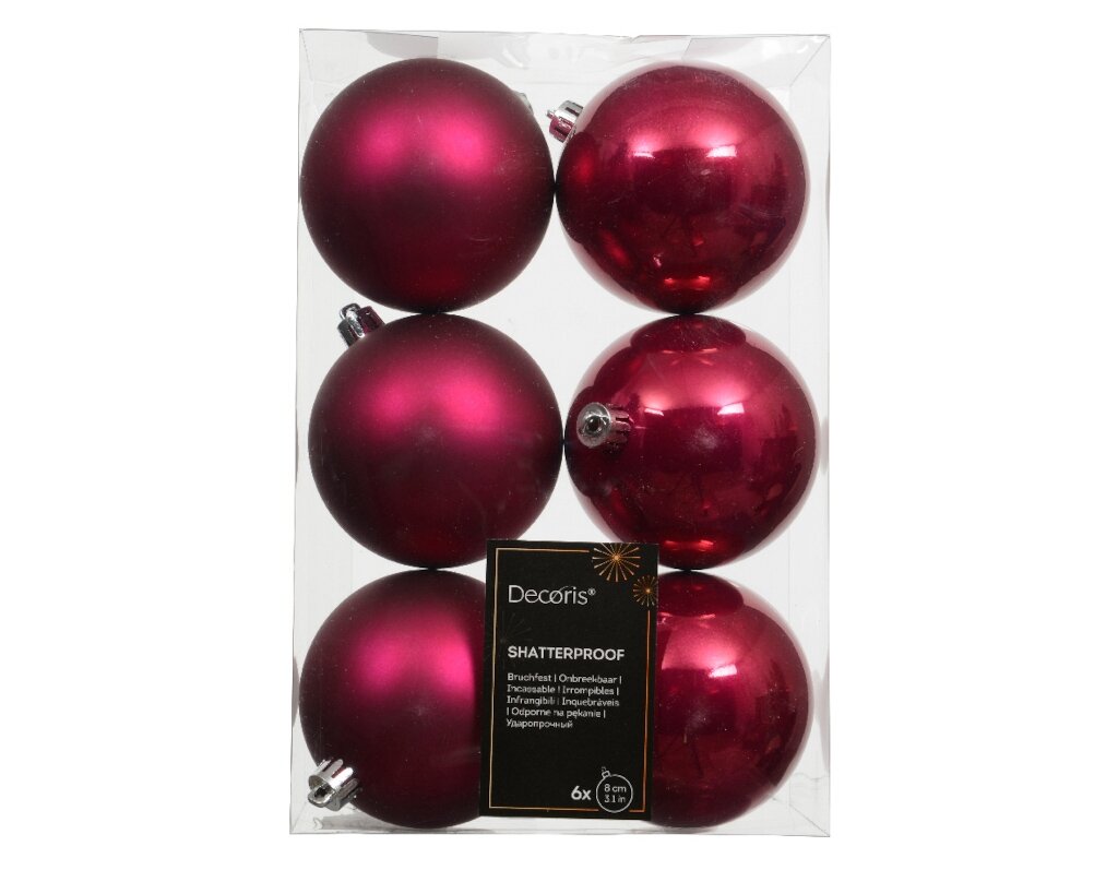 6 onbreekbare kerstballen festive pink 8 cm